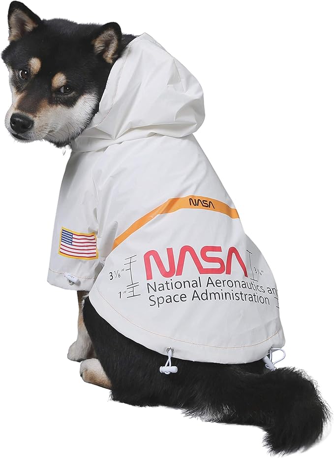 ChoChoCho NASA Raincoats, Reflective Rain Jacket Waterproof, Dog Costume, Cat Puppy Stylish Streetwear Outfit for Dogs (White, 5XL)