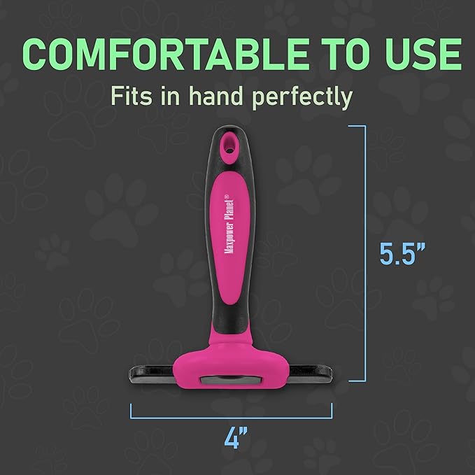 Maxpower Planet Pet Deshedding Brush - Grooming Tool for Dogs and Cats, Reduces Shedding by 95% - Comb for Short and Medium Hair - Pink