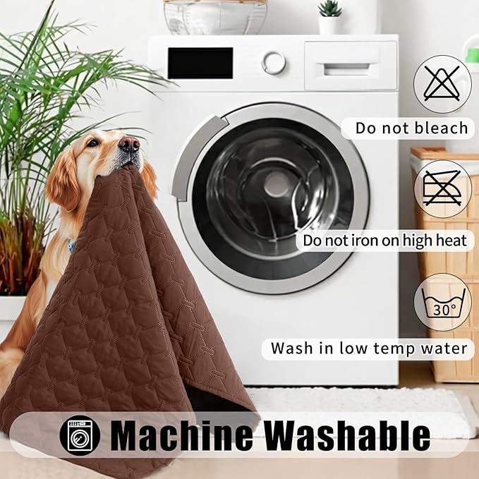 Smiry Waterproof Dog Bed Cover Blanket, Soft Reversible Pet Blanket, Washable Leakproof Cats Dogs Couch Cover for Sofa, Couch, Furniture (30x53 Inch, Brown/Chocolate)