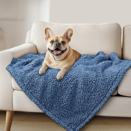 Luciphia Premium Fleece Dog Puppy Blanket Soft Pet Sherpa Calming Cat Blankets Throw for Small Medium Dog Cat(Haze Blue,41x31 inches)