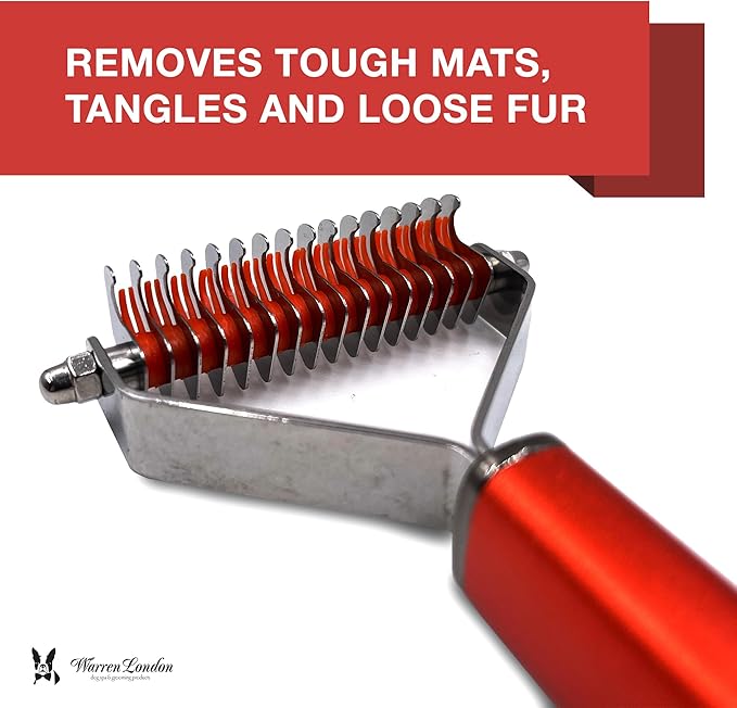 Warren London Dog Mat Remover Combo | Detangling Spray 16oz & Rake Brush | Tackles Tangles, Knots & Mats | 16oz Aloe & Jojoba Spray + Grooming Rake | $40 Value – Only $29.99