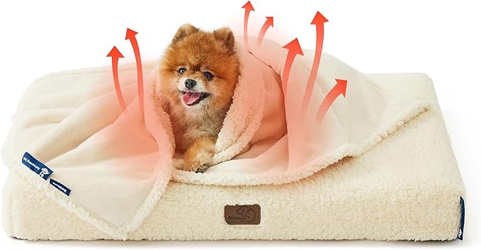 Bedsure Self Warming Blanket for Small Dogs - Small Cat Waterproof Blanket Washable for Couch Protection, Sherpa Fleece Puppy Blanket, Soft Plush Reversible Throw Furniture Protector, 25"X35", White