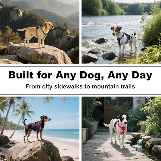 Plutus Pet Adjustable No Pull Dog Harness with Leather Accents, Heavy Duty Reflective Nylon Vest for Training, Hiking, Easy Walk Harness for Small, Medium, Large Dogs (Orange, XL)