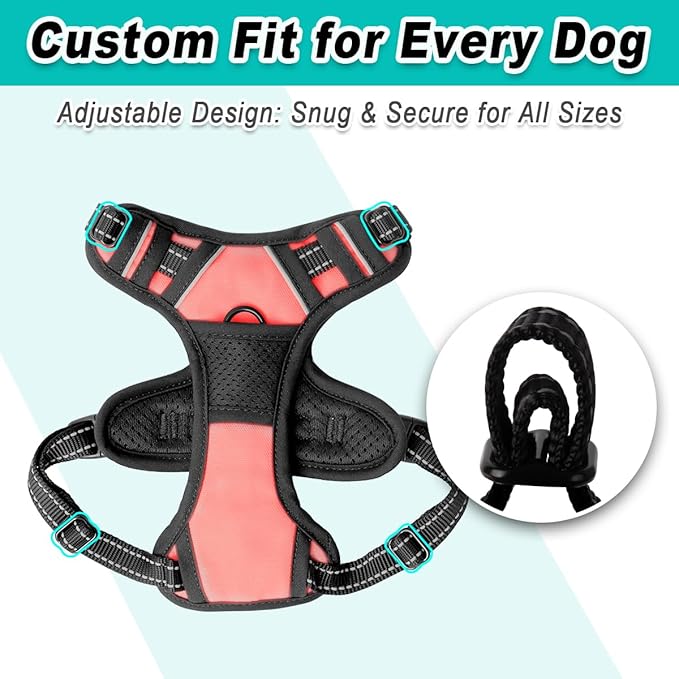 BARKBAY Dog Harness No Pull for Small Dogs - Adjustable, Reflective, Comfortable, No Choke, Heavy-Duty - Perfect for Outdoor Training, Walking, and Hiking - Strong & Durable - XS & Light Pink