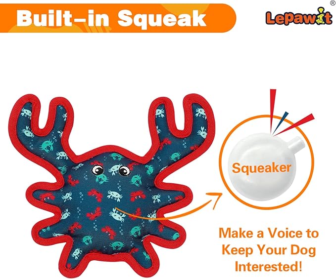 Squeaky Dog Toys, Sturdy Dog Toys for Dogs Indoor Play, Cute Crab Interactive Toy for Small and Medium Dogs