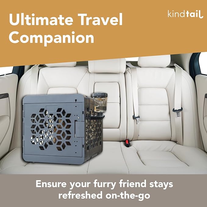 KindTail Pawdle - No-Drip Dog Crate Water Bottle - Top-Fill Pet Water Dispenser - BPA Free with Stainless Steel Nozzle - Easy-to-Use with Most Crates & Playpens - 7 x 6 x 4 in - 16oz Capacity - White