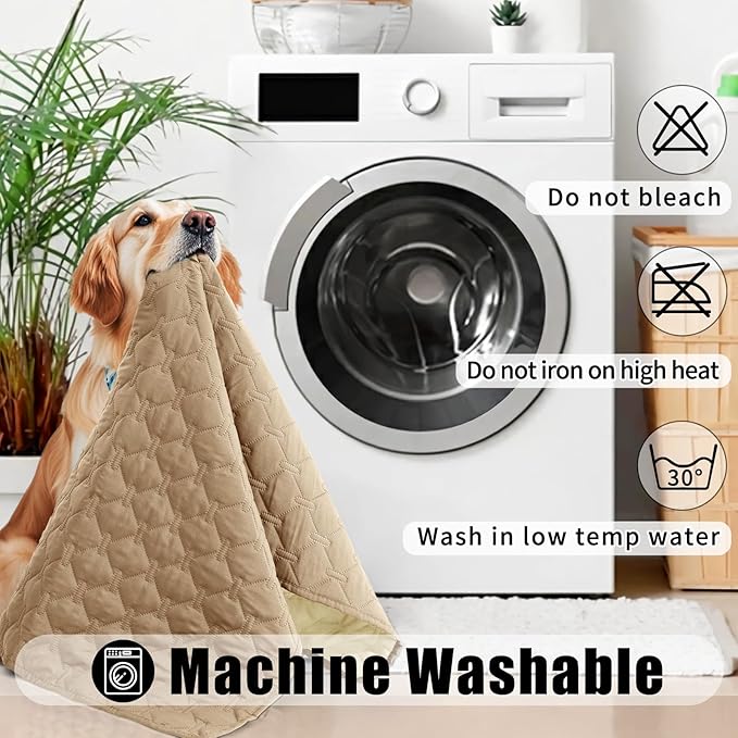 Smiry Waterproof Dog Bed Cover Blanket, Soft Reversible Pet Blanket, Washable Leakproof Cats Dogs Couch Cover for Sofa, Couch, Furniture (40x50 Inch, Camel/Beige)