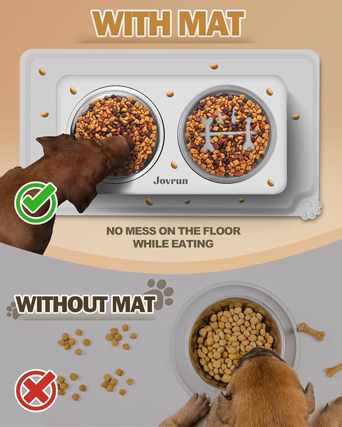 Elevated Dog Bowls, Dog Feeder with 2 Stainless Steel Dishes &1 Slow Feeder Bowl, 5 Heights Adjustable Raised Stand for Medium Large, Food Dishes with Non-Slip Feet