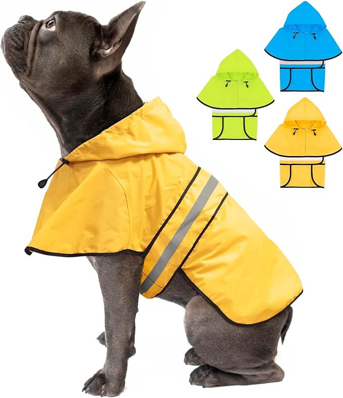 Weesiber Dog Raincoat, Adjustable Waterproof Dog Rain Jacket Poncho with Reflective Strip and Leash Hole, Lightweight Pet Rain Coat for Small to X-Large Dogs (S, Yellow)