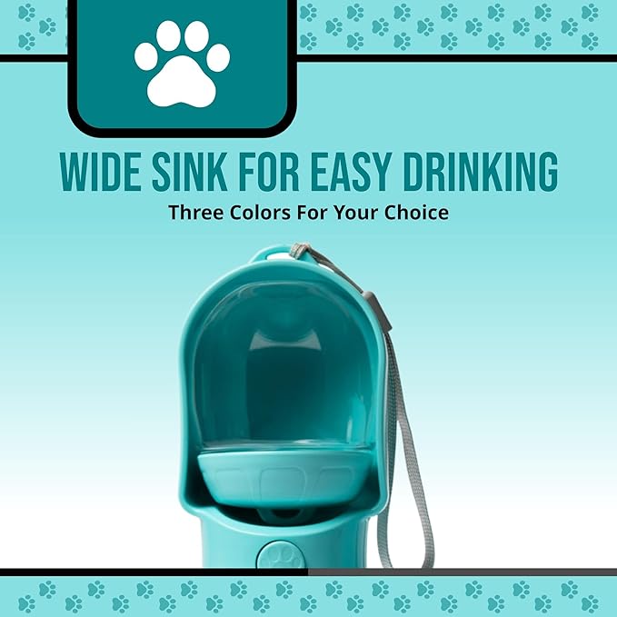 Leak Proof Portable Dog Water Bottle with Bowl – Travel Pet Water Dispenser for Walking & Hiking – Food Grade Plastic – Choose from 3 Colors (Blue, 500 ml)