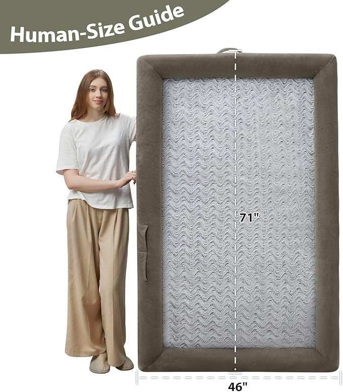 WNPETHOME Human Dog Bed for Adult, Washable Dog Couch with Removable Waterproof Cover, Orthopedic Large Pet Sofa Bed with Bolster Sides for Sleeping