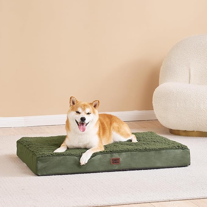 EHEYCIGA Orthopedic XXL Dog Beds for Jumbo Dogs with Removable Washable Cover,Dark Green, 50x36