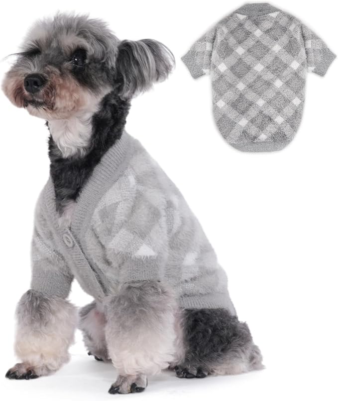Dog Sweater, 2-3 Pack Warm Soft Pet Clothes for Puppy, Medium Large Cat, Girl or Boy, Shirt for Winter Christmas (Grey, X-Small)