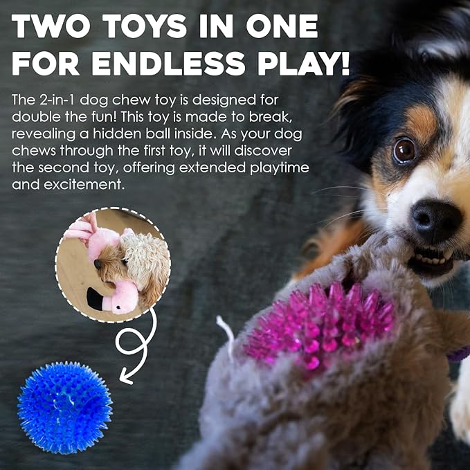 Flourish Pets 2 in 1 Halloween Multi-Layer Chew Toy for Active Dogs | Non-Toxic BPA Free Double Stitched Soft Fabric Exterior Dog Toys | Long-Lasting Dog Plush Toys โWerewolf 3.5"