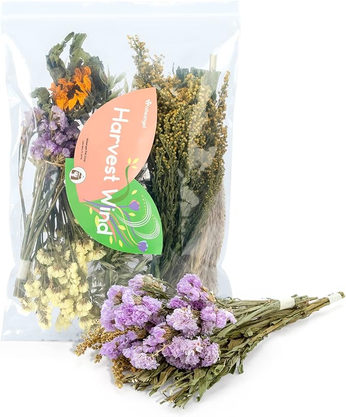 Niteangel Natural Flower & Herb Bedding Habitat Decor - for Hamsters Gerbils Mice Lemming Degus or Other Small Pets (Harvest Wind - Flower Version)