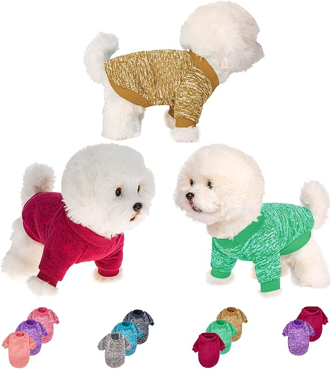 Dog Sweater, Dog Sweaters for Small Dogs, 2, 3 Pack Warm Soft Pet Clothes for Puppy, Medium Large Cat, Dogs Girl or Boy, Dog Shirt for Winter Christmas (Red+Green+Coffee, X-Large)