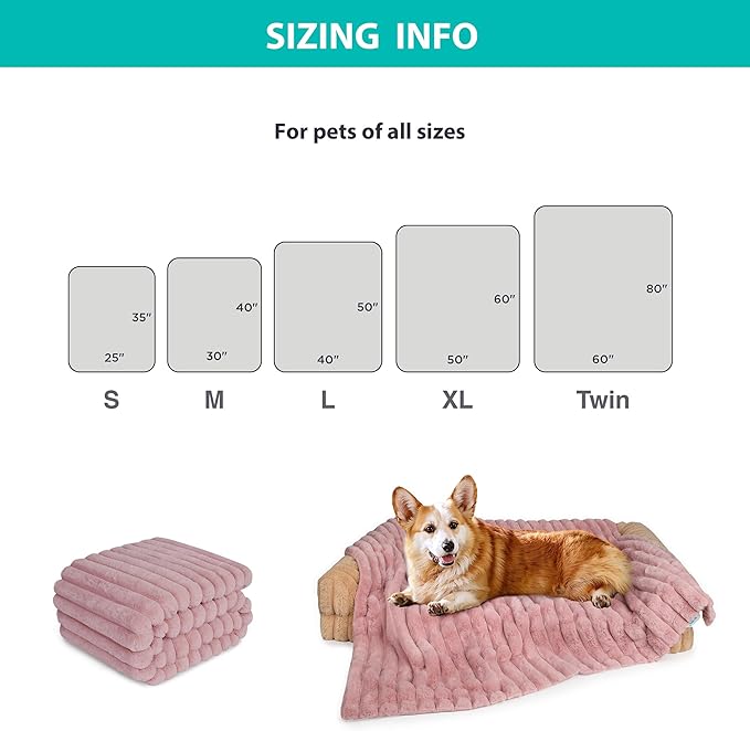 Waterproof Dog Blanket for Small Dogs, Luxury Plush Washable Cats Blankets for Couch Protection, Super Soft Calming Pet Blanket for Indoors (Pink, 25"x35")