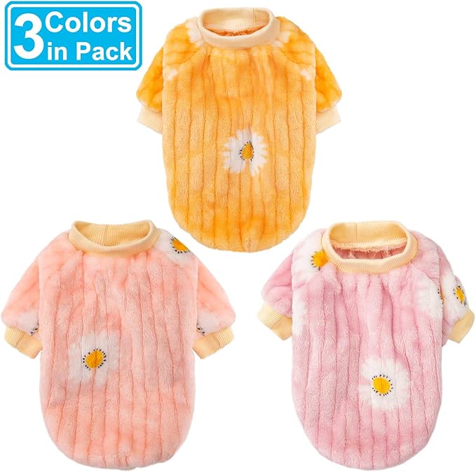 Dog Sweater, Dog Sweaters for Small Dogs, 2, 3 Pack Warm Soft Pet Clothes for Puppy, Medium Large Cat, Dogs Girl or Boy, Dog Shirt for Winter Christmas (Pink+Purple+Yellow, XX-Small)