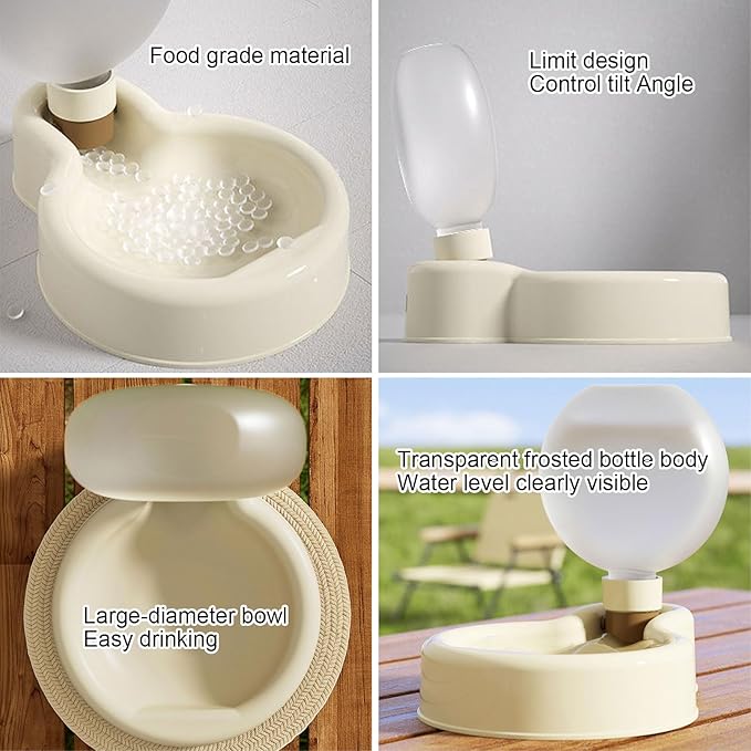 Portable Dog Water Bottle Dispenser, 17oz Dog Outdoor Water Bottle Bowl Foldable Pet Travel Eating Drinking Bottle Bowl (White, 16.9oz)
