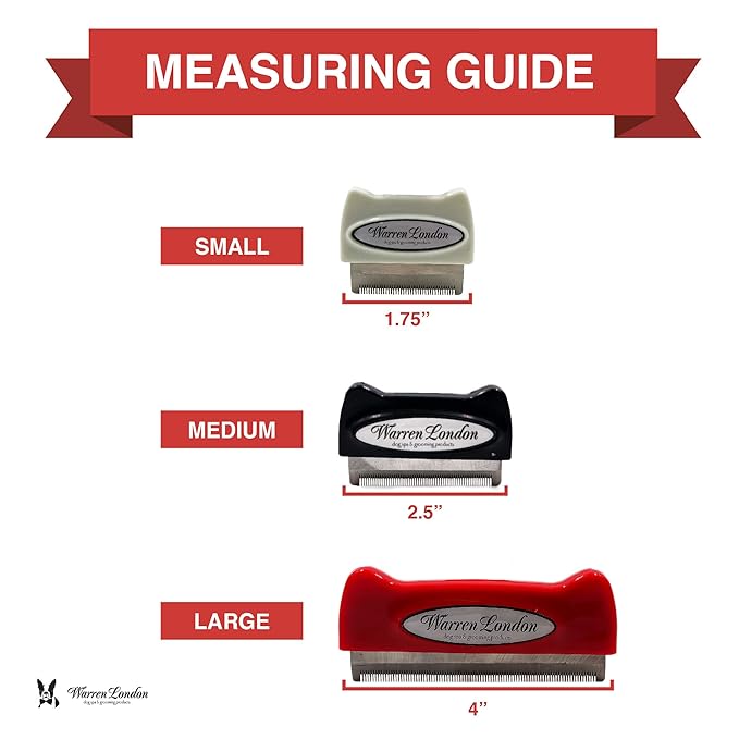 Warren London Deshedding Brush for Dogs – Small Long-Hair | Stainless-Steel Undercoat Rake Reduces Shedding Up to 95% | Gentle Skin-Safe Comb, Quick-Clean Release, Non-Slip Ergonomic Grip