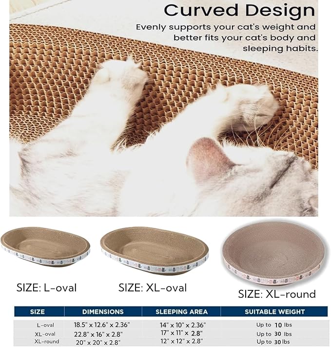 2 Pack Extra Large Cat Scratcher Cardboard, Oval Scratcher Bed Cat Scratch Bowl, Scratching Lounge Couch Round Shaped Nest for Indoor Cats Furniture Protector
