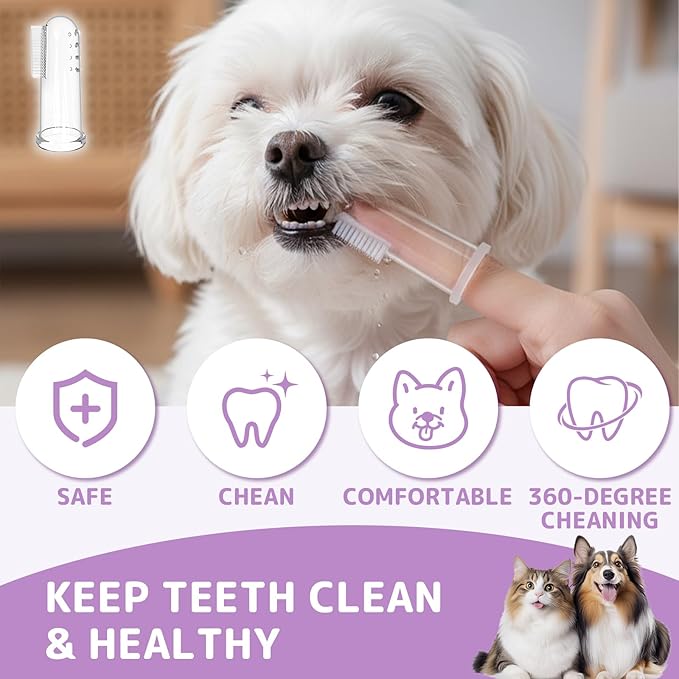 2-Pack Cat Steam Brush for Shedding, Rechargeable 4-in-1 Multifunctional Grooming Tool for Cats & Dogs - Deshedding, Cleaning, Massage & Detangling,2-Pack Pet Finger Toothbrush (Orange, Purple)