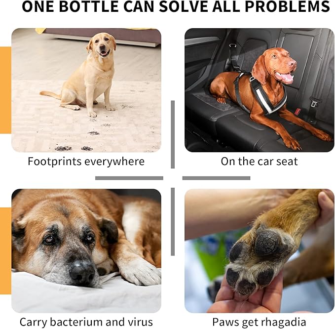 Paw Cleaner for Dogs & Cats, No-Rinse Foaming Pet Foot Washer with Built-in Scrubber Brush for Dirty, Muddy Paws – Suitable for Small, Medium & Large Dogs, Puppies, Kittens (5 fl oz)