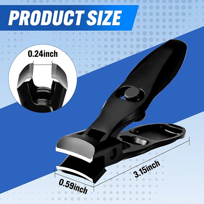 German Nail Clippers, Premium Stainless Steel Wide Jaw Anti Splash Design,Ultra Sharp Heavy Duty Clippers with Ergonomic Lever,Perfect for Men,Women, and Seniors(Black)