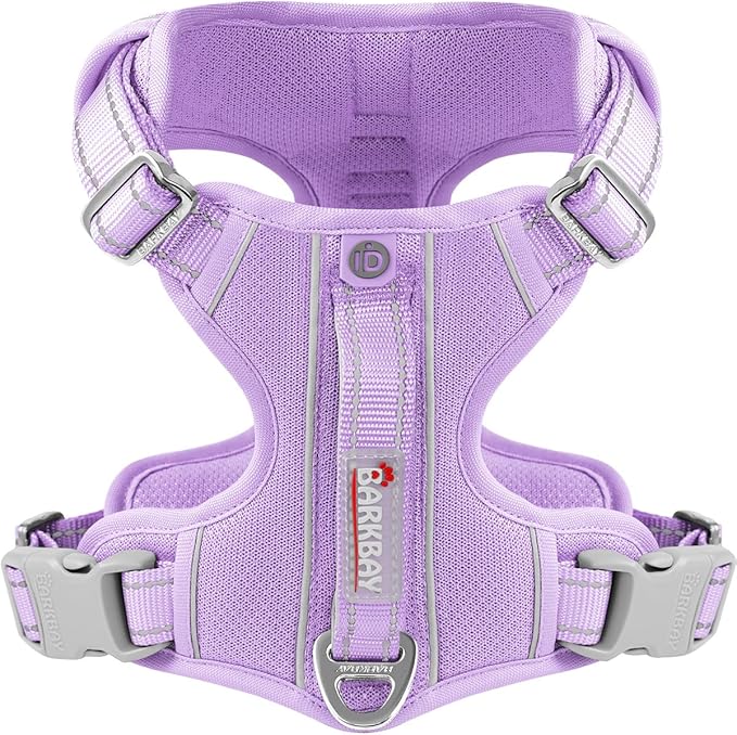 BARKBAY Dog Harness No Pull with ID Tag Pocket - Heavy Duty, Reflective, Easy Control for Large Dogs(Violet Purple,M)