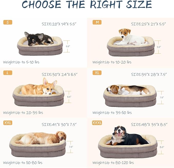 Orthopedic Dog Bed for Puppy,Extra Small Dogs Breeds,Oval Cat Bed,High Density Egg Crate Foam Dog Sofa Beds,Pet Couch Bed with Four Sided Bolster,Removable Washable Cover&Non-Slip Bottom