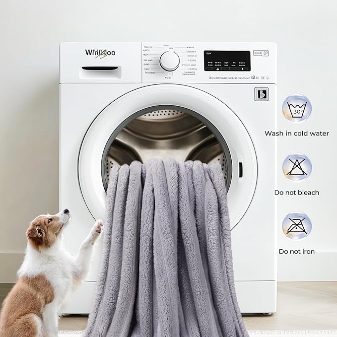 LINENLUX 1 Pack 3 Soft Fleece Dog Blanket for Pet Washable Warm Cat Puppy Fluffy Calming Flannel Grey Medium