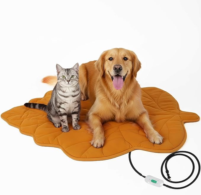 Yellow Leaf Dog Heating pad (47"x36"), Waterproof, Obtained FCC and UL Dual Certification, Adjustable Temperature, Machine Washable,for Indoor/Outdoor Use, Suitable for Pets of All Ages