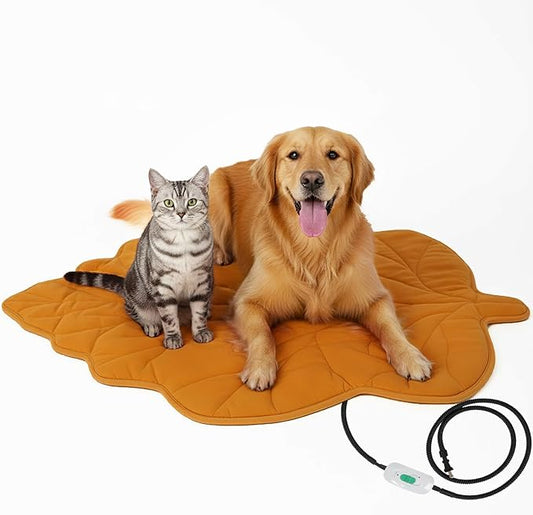 Yellow Leaf Dog Heating pad (47"x36"), Waterproof, Obtained FCC and UL Dual Certification, Adjustable Temperature, Machine Washable,for Indoor/Outdoor Use, Suitable for Pets of All Ages