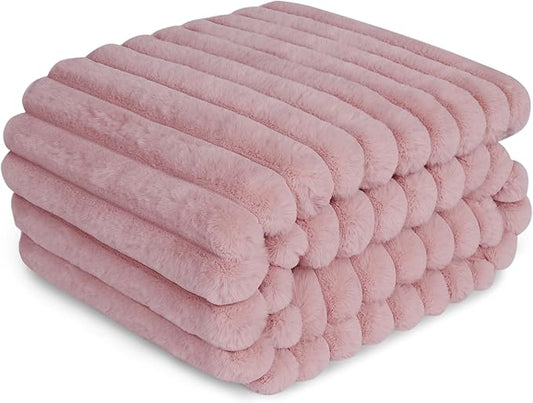 Waterproof Dog Blanket for Bed, Luxury Plush Washable Large Dogs Blankets for Furniture Protection, Super Soft Calming Pet Blanket for Indoors (Pink, 60"x80")