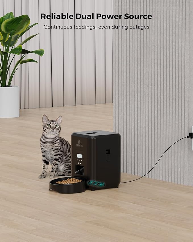 VOLUAS Automatic Cat Feeder - Automatic Pet Feeders for Cats and Dogs, Pet Food Dispenser for Dry Food, Timed Pet Feeders with Memory Function, 2L Auto Feeder