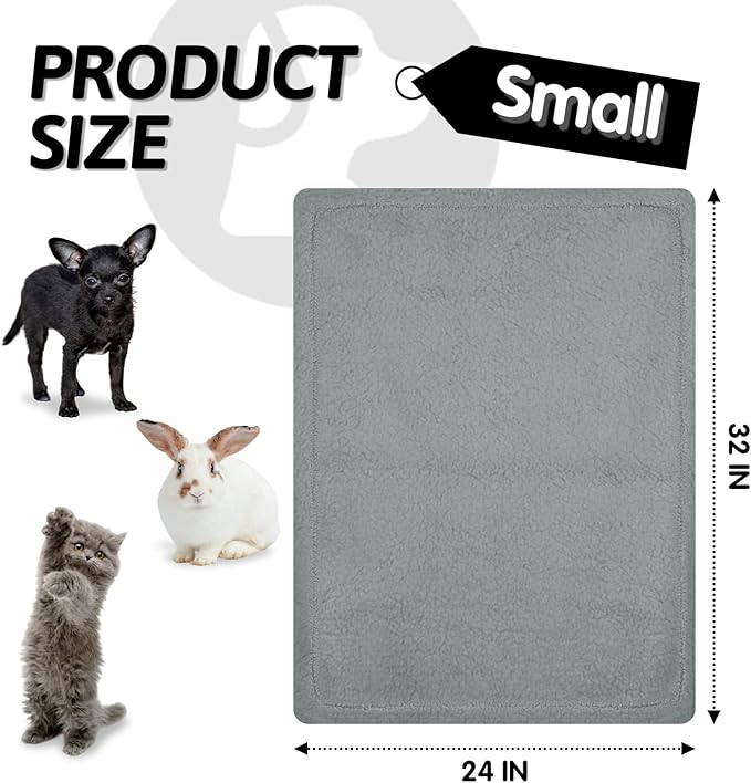 furrybaby Dog Blankets for Small Dogs, Puppy Small Fleece Blankets for Pets, Premium Cat Blanket, Sherpa Pet Blanket Washable for Pet Kitten Doggy (Grey, 24x32 in, S)