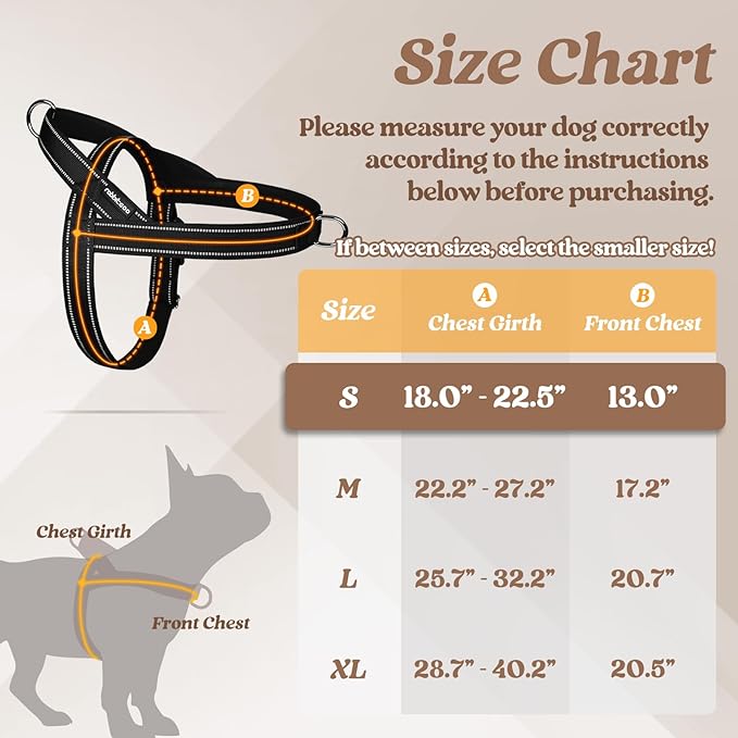 rabbitgoo Dog Harness No Pull, Quick Fit for Small Dogs with Soft Padded Handle, Chest Adjustable Reflective Pet Vest, No Choke Escape Proof for Walking Training, Black S