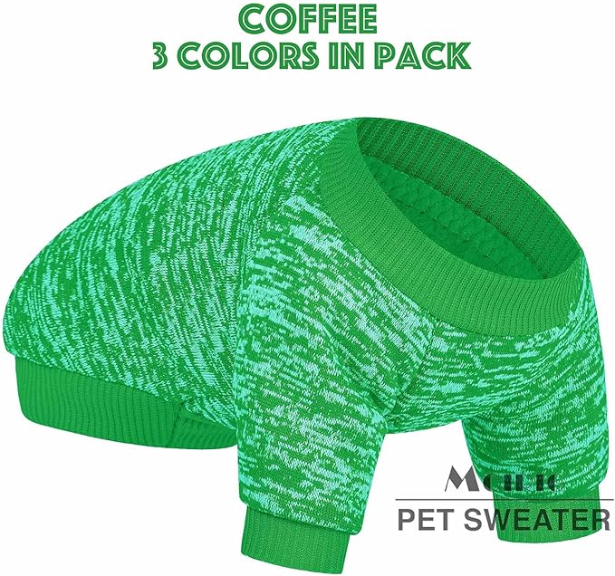 Dog Sweater, Dog Sweaters for Small Dogs, 2, 3 Pack Warm Soft Pet Clothes for Puppy, Medium Large Cat, Dogs Girl or Boy, Dog Shirt for Winter Christmas (Red+Green+Coffee, X-Large)