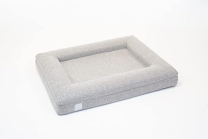 Luxury Boucle Orthopedic Memory Foam Dog Bed with Waterproof Liner and Machine Washable Cover with YKK Zippers (Medium, 37" L x 30" W x 6" Th, Sand)