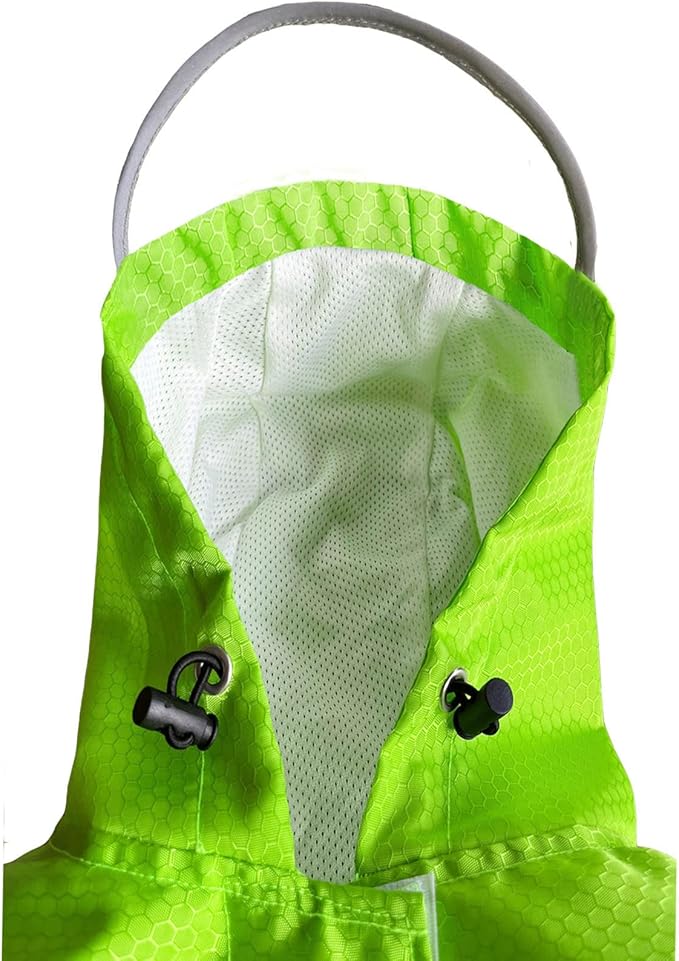 Dog Raincoat Waterproof Reflective Slicker - Lightweight Breathable Hooded Poncho Rain Coat Jacket with Adjustable Belly Strap and Leash Hole for Small Medium Large Dogs (Small, Green)