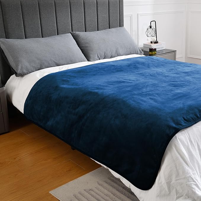 Waterproof Blanket for Bed Couch Sofa, Soft Liquid Pee Proof Pet Blanket for Dog Puppy Cat, Reversible Sherpa Fleece Furniture Protector (Navy Blue, 50x60 inches)