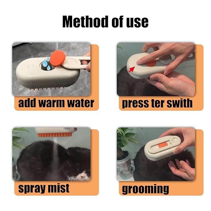 Steam Brush for Cats Dog Steam Brush,3 in 1 Pet Grooming Comb for Shedding,1PCS