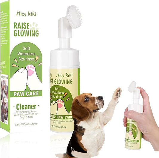 Pet Paw Cleaner for Dogs(5.0 fl oz)- No-Rinse Foam Pet Paw Washer with Silicone Brush Head for Puppy, Small, Medium,Large Dogs and XL Breed,Clean Muddy Paws,PH Balanced Foaming Dog Foot Washer