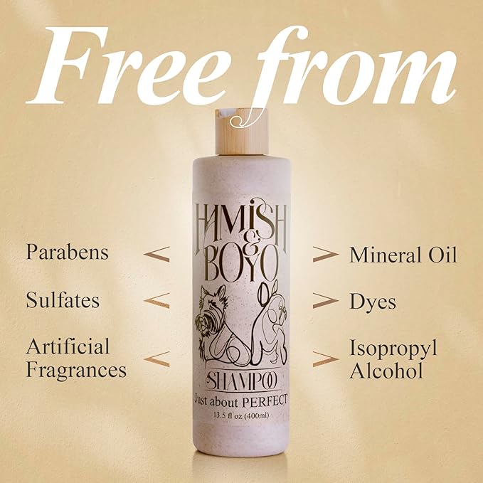 Natural Itch Relief Dog Shampoo – Hypoallergenic & Anti-Itch, Soothes Dry, Sensitive Skin, Oatmeal & Aloe, Lavender Scent, Tear-Free, Safe for Puppies & All Breeds, Made in USA by Hamish&Boyo