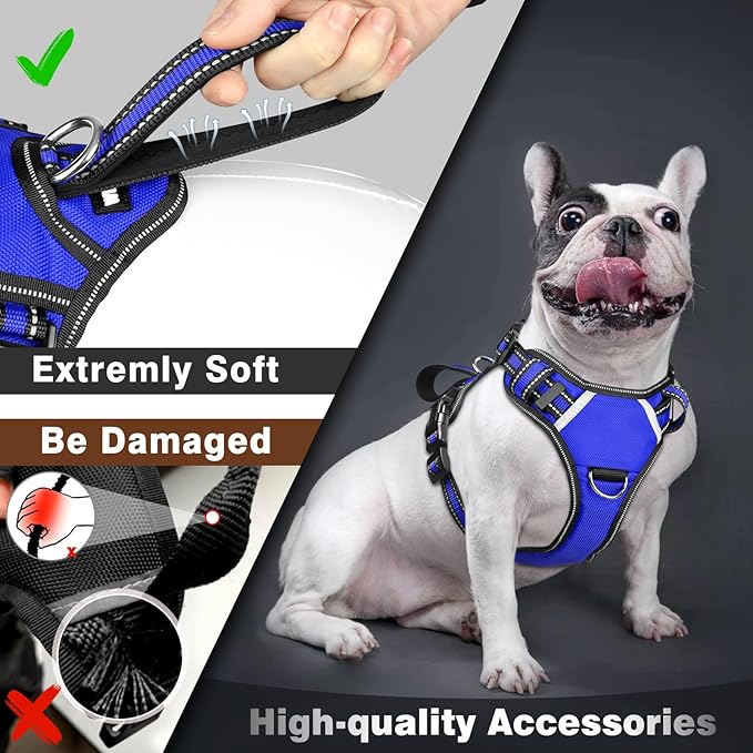 WINSEE Service Dog Vest No Pull Dog Harness with 7 Dog Patches, Reflective Pet Harness with Durable Soft Padded Handle for Training Small, Medium, Large, and Extra-Large Dogs