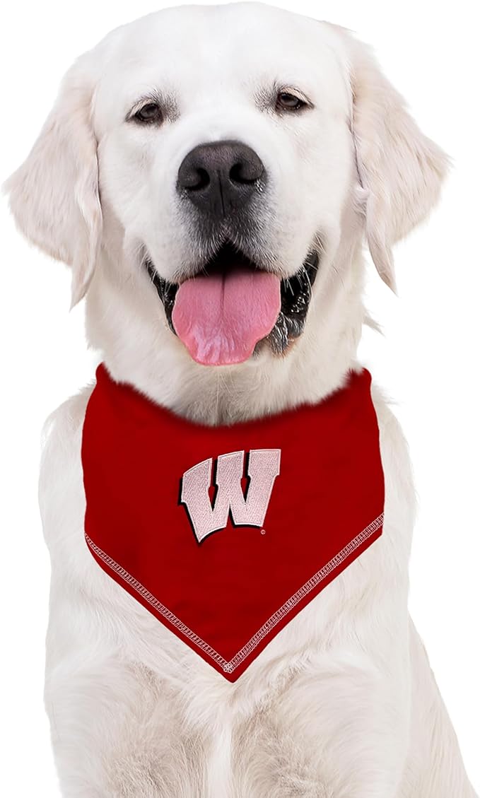 NCAA Wisconsin Badgers Tie Bandana, Large/x-Large. Dog Bandana Scarf Bib for Pet Cat Dog. The Ultimate Game-Day, Party Bandana
