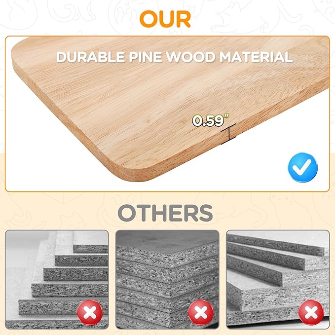 MeowHomm Cat Wall Shelves, Set of 5 Wooden Cat Wall Furniture with Cat Condo, Cat Scratching Post with 3 Steps, Bridge, Cat Hammocks and Scratcher