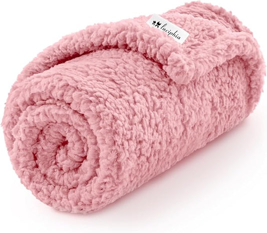 Luciphia Premium Fleece Pet Blanket for Small Medium Dogs Puppy Soft Sherpa Calming Cat Throw Blankets(Pink,41x31 inches)