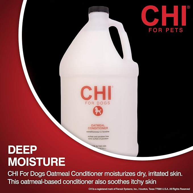 CHI for Dogs Oatmeal Conditioner - Professional Dog Grooming Formula for Sensitive Skin and Dry Coats - Moisturizing Gallon Size Wash for All Hair Types and Breeds, 128 Fl Oz