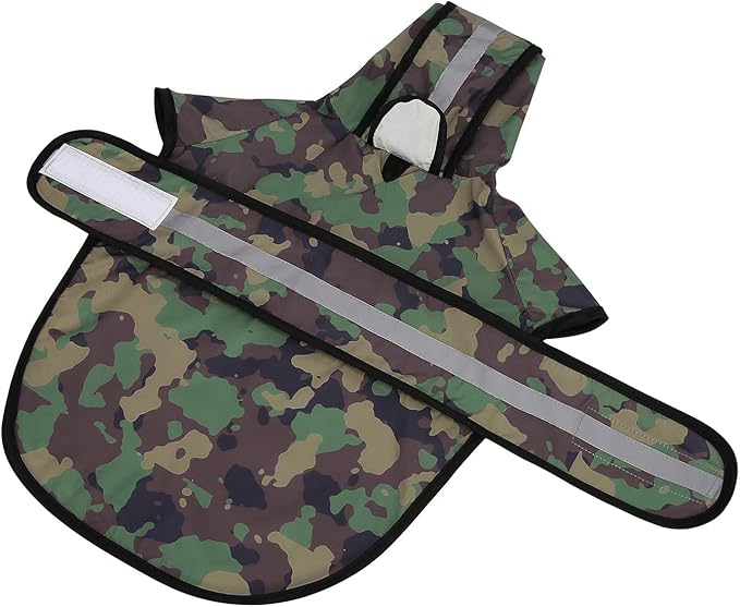 HDE Dog Raincoat Jacket Reflective Adjustable Hooded Pet Poncho Rain Coat with Leash Hole for Small to X-Large Dogs Camo - XL
